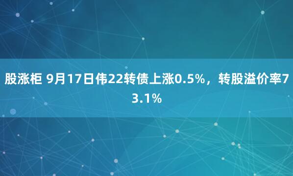 股涨柜 9月17日伟22转债上涨0.5%，转股溢价率73.1%